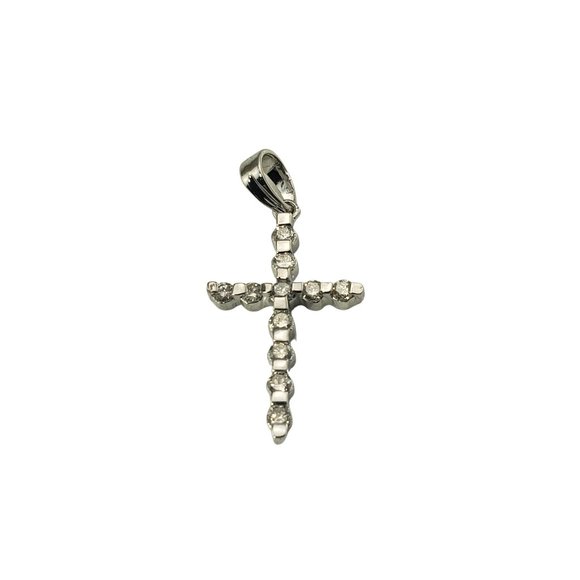 Vintage 14 Karat White Gold and Diamond Cross Pendant #10502 - Picture 1 of 8